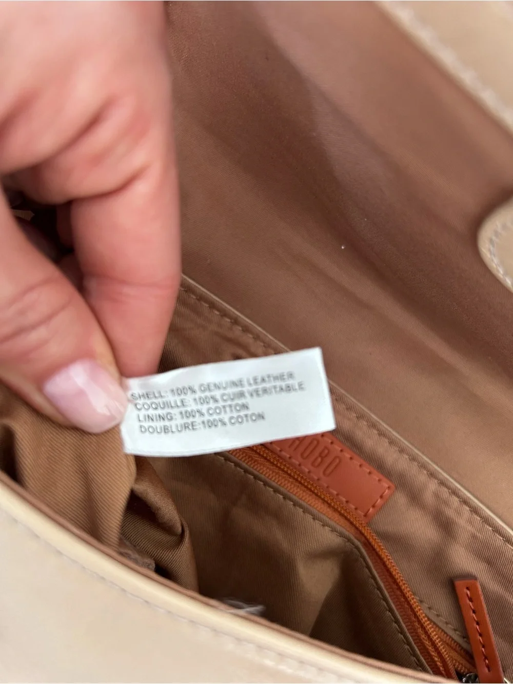 Hobo Crossbody Parchment Beige Genuine Leather Bag $258 MSRP